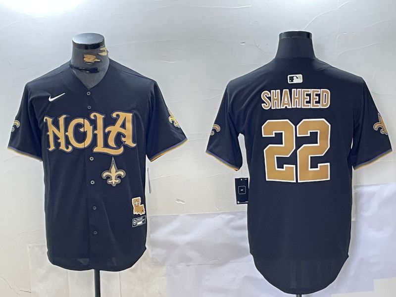 Men New Orleans Saints #22 Shaheed Black Joint Name 2024 Nike Limited NFL Jersey style 3
